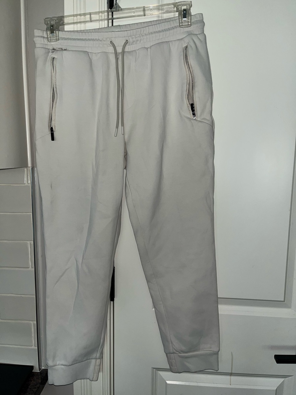 Men’s Hugo Boss Jogger Pants Off White Cream Size L Draw String
